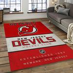 nhl new jersey devils hockey team logo sport carpet rectangle area rug for living room dark room njd04