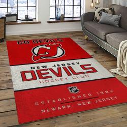 NHL New Jersey Devils Hockey Team Logo Sport Carpet Rectangle Area Rug For Living Room NJD04