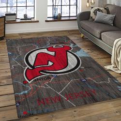 NHL New Jersey Devils Hockey Team Logo Sport Carpet Rectangle Area Rug For Living Room NJD09