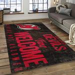 nhl new jersey devils hockey team logo sport carpet rectangle area rug for living room dark room njd12