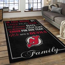 NHL New Jersey Devils Hockey Team Logo Sport Carpet Rectangle Area Rug For Living Room NJD13