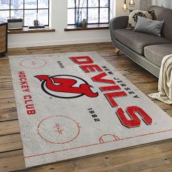 NHL New Jersey Devils Hockey Team Logo Sport Carpet Rectangle Area Rug For Living Room NJD18