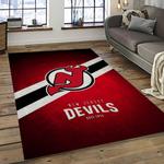 nhl new jersey devils hockey team logo sport carpet rectangle area rug for living room dark room njd22