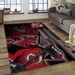 nhl new jersey devils hockey team logo sport carpet rectangle area rug for living room dark room njd49