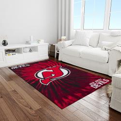 nhl new jersey devils hockey team logo sport carpet rectangle area rug for living room light room njd03