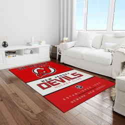 nhl new jersey devils hockey team logo sport carpet rectangle area rug for living room light room njd04