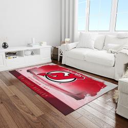 nhl new jersey devils hockey team logo sport carpet rectangle area rug for living room light room njd05