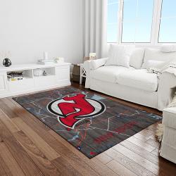 nhl new jersey devils hockey team logo sport carpet rectangle area rug for living room light room njd09