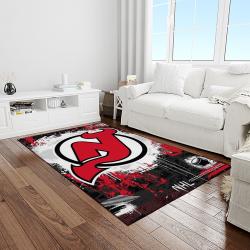 nhl new jersey devils hockey team logo sport carpet rectangle area rug for living room light room njd10