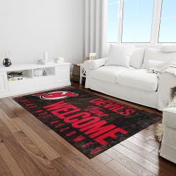 nhl new jersey devils hockey team logo sport carpet rectangle area rug for living room light room njd12