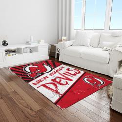 nhl new jersey devils hockey team logo sport carpet rectangle area rug for living room light room njd14