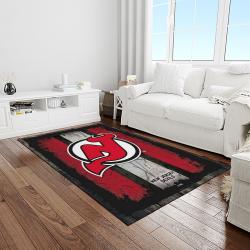 nhl new jersey devils hockey team logo sport carpet rectangle area rug for living room light room njd16