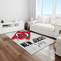 nhl new jersey devils hockey team logo sport carpet rectangle area rug for living room light room njd17