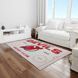 nhl new jersey devils hockey team logo sport carpet rectangle area rug for living room light room njd18