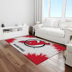 nhl new jersey devils hockey team logo sport carpet rectangle area rug for living room light room njd19