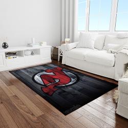 nhl new jersey devils hockey team logo sport carpet rectangle area rug for living room light room njd20
