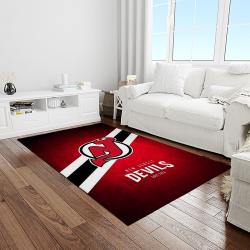 nhl new jersey devils hockey team logo sport carpet rectangle area rug for living room light room njd22