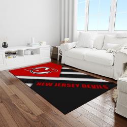 nhl new jersey devils hockey team logo sport carpet rectangle area rug for living room light room njd23