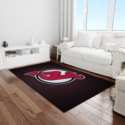 nhl new jersey devils hockey team logo sport carpet rectangle area rug for living room light room njd27
