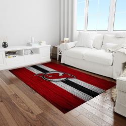 nhl new jersey devils hockey team logo sport carpet rectangle area rug for living room light room njd40