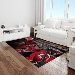nhl new jersey devils hockey team logo sport carpet rectangle area rug for living room light room njd49