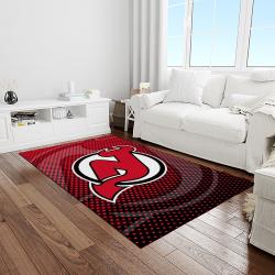 nhl new jersey devils hockey team logo sport carpet rectangle area rug for living room light room njd50