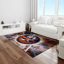 nhl new york islanders hockey team logo sport carpet rectangle area rug for living room light room nyi54