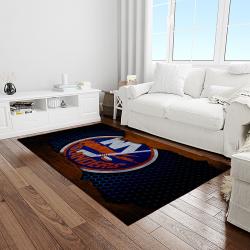 nhl new york islanders hockey team logo sport carpet rectangle area rug for living room light room nyi86