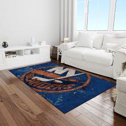 nhl new york islanders hockey team logo sport carpet rectangle area rug for living room light room nyi89