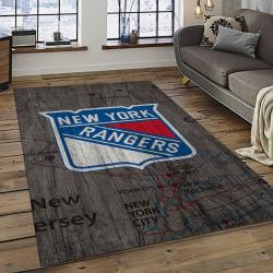 NHL New York Rangers Hockey Team Logo Sport Carpet Rectangle Area Rug For Living Room NYR05