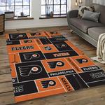 nhl philadelphia flyers hockey team logo sport carpet rectangle area rug for living room dark room pf19