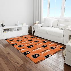 nhl philadelphia flyers hockey team logo sport carpet rectangle area rug for living room light room pf01