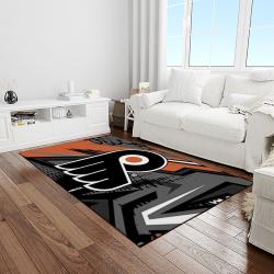 nhl philadelphia flyers hockey team logo sport carpet rectangle area rug for living room light room pf08