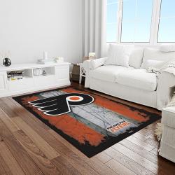 nhl philadelphia flyers hockey team logo sport carpet rectangle area rug for living room light room pf15