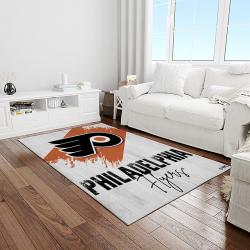 nhl philadelphia flyers hockey team logo sport carpet rectangle area rug for living room light room pf17