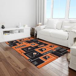 nhl philadelphia flyers hockey team logo sport carpet rectangle area rug for living room light room pf19