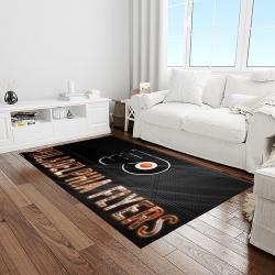 nhl philadelphia flyers hockey team logo sport carpet rectangle area rug for living room light room pf21
