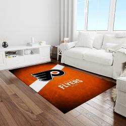 nhl philadelphia flyers hockey team logo sport carpet rectangle area rug for living room light room pf30