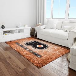 nhl philadelphia flyers hockey team logo sport carpet rectangle area rug for living room light room pf33