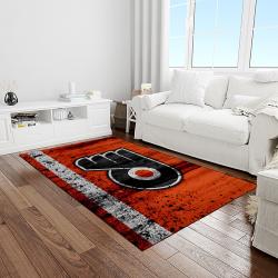 nhl philadelphia flyers hockey team logo sport carpet rectangle area rug for living room light room pf45