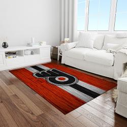 nhl philadelphia flyers hockey team logo sport carpet rectangle area rug for living room light room pf47