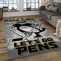 NHL Pittsburgh Penguins Hockey Team Logo Sport Carpet Rectangle Area Rug For Living Room PP04