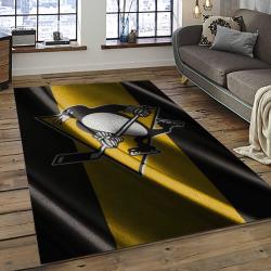 NHL Pittsburgh Penguins Hockey Team Logo Sport Carpet Rectangle Area Rug For Living Room PP06
