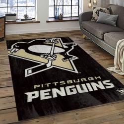 NHL Pittsburgh Penguins Hockey Team Logo Sport Carpet Rectangle Area Rug For Living Room PP10