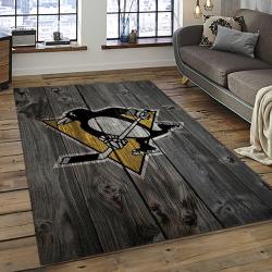 NHL Pittsburgh Penguins Hockey Team Logo Sport Carpet Rectangle Area Rug For Living Room PP13