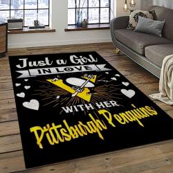 NHL Pittsburgh Penguins Hockey Team Logo Sport Carpet Rectangle Area Rug For Living Room PP16