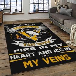 NHL Pittsburgh Penguins Hockey Team Logo Sport Carpet Rectangle Area Rug For Living Room PP17