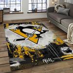 nhl pittsburgh penguins hockey team logo sport carpet rectangle area rug for living room dark room pp23