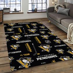 NHL Pittsburgh Penguins Hockey Team Logo Sport Carpet Rectangle Area Rug For Living Room PP25