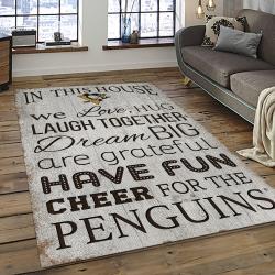 NHL Pittsburgh Penguins Hockey Team Logo Sport Carpet Rectangle Area Rug For Living Room PP36